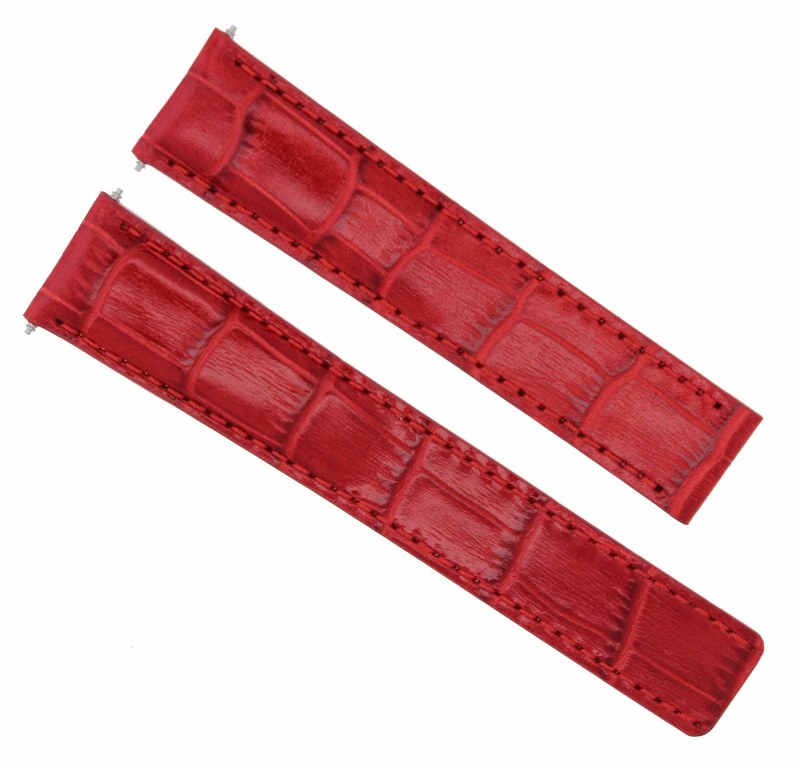 18MM LEATHER WATCH BAND STRAP FIT FOR CARTIER TANK WATCH DEPLOYMENT CLASP RED