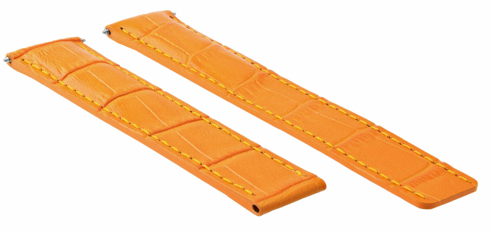 18MM LEATHER BAND WATCH STRAP FIT BREITLING DEPLOYMENT CLASP 18/16  ORANGE #1C