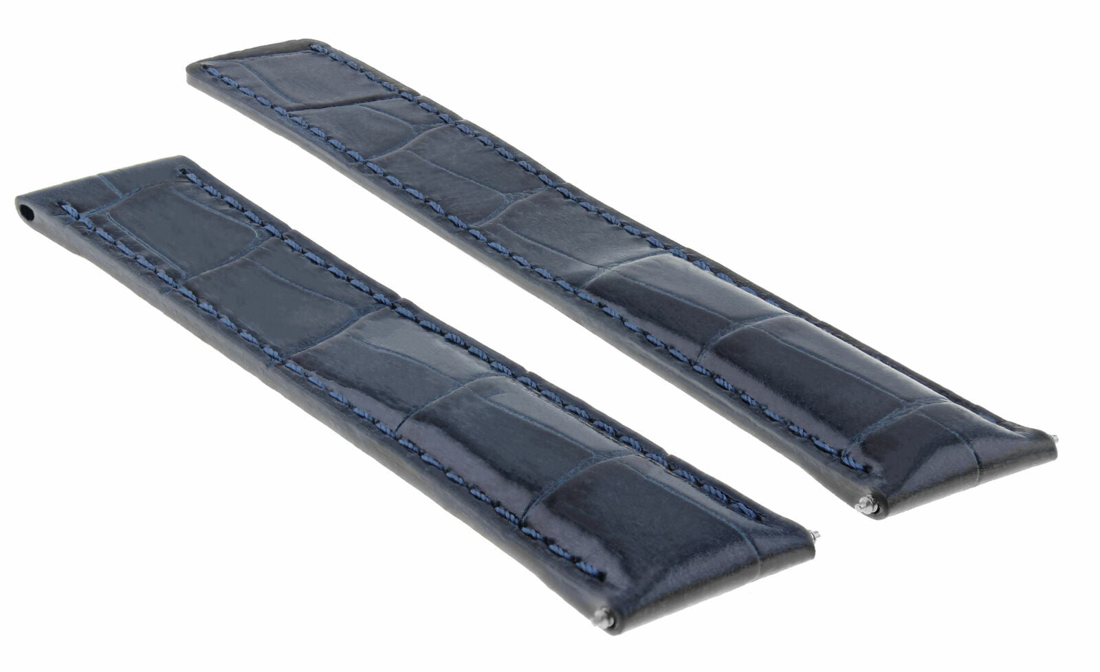 18MM LEATHER WATCH BAND STRAP FOR BREITLING PILOT COLT BENTLEY CLASP 18/16  BLUE