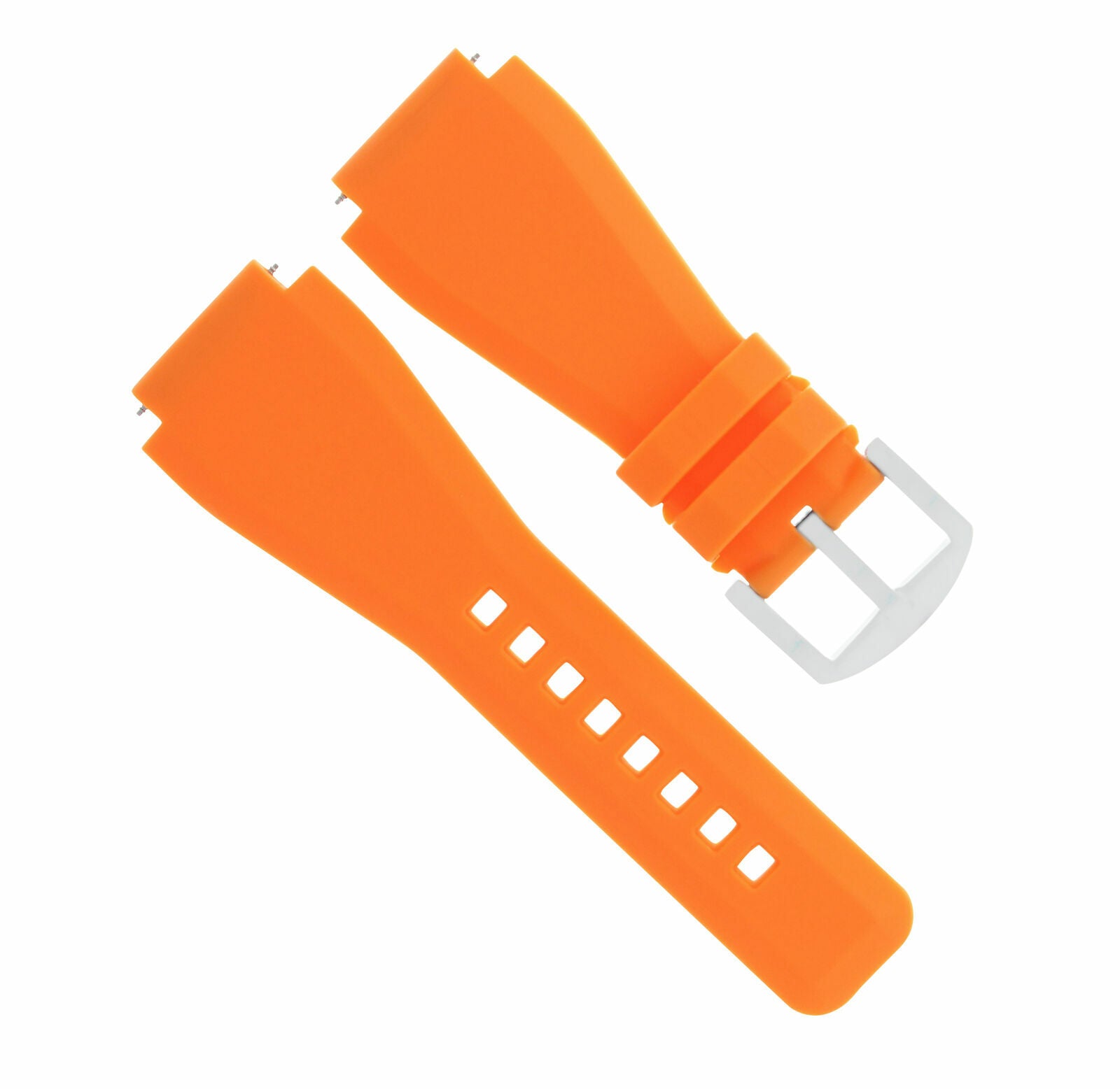 24MM RUBBER BAND STRAP FOR BELL ROSS BR-01-BR-03 B & R WATCH ORANGE BRUSH BUCKLE