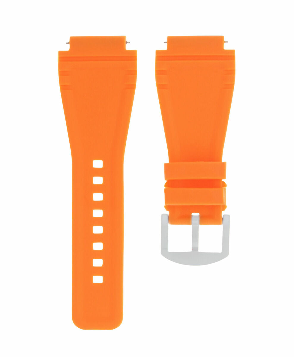 24MM RUBBER BAND STRAP FOR BELL ROSS BR-01-BR-03 B & R WATCH ORANGE BRUSH BUCKLE