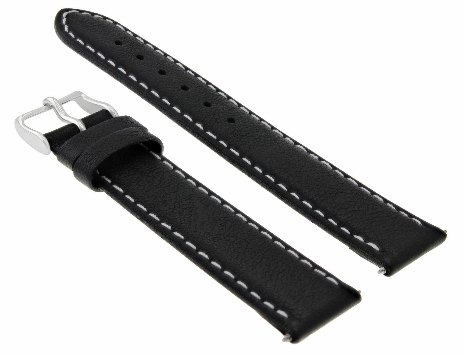 22MM LEATHER STRAP SMOOTH BAND FOR 42MM MONTBLANC 4810 TIMEWALKER WATCH BLACK WS