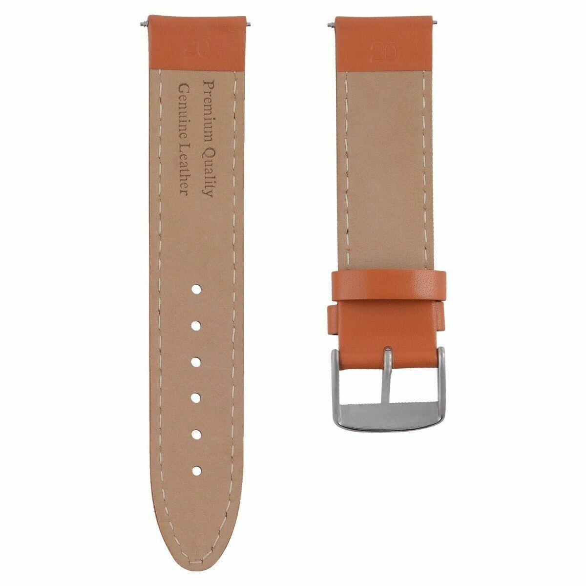 20MM SMOOTH LEATHER STRAP BAND FOR MENS MONTBLANC WATCH ORANGE TOP QUALITY