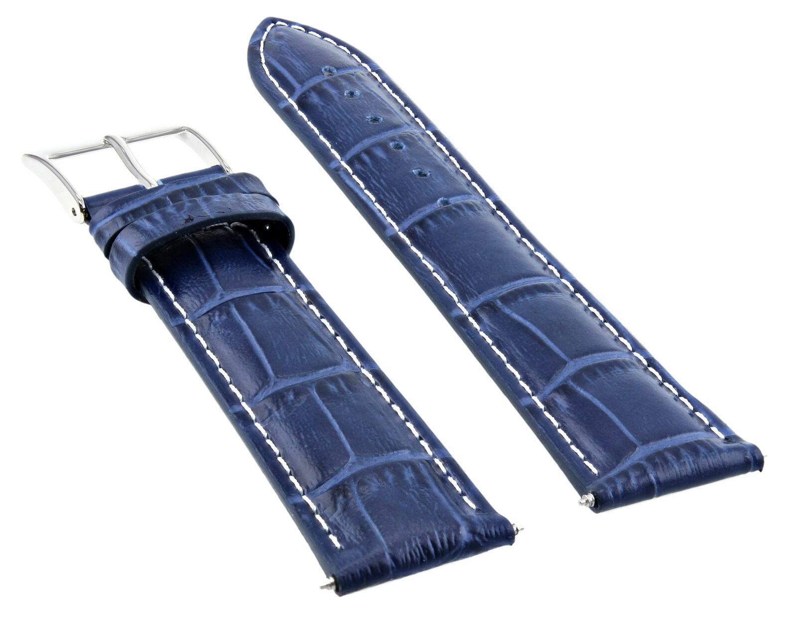 20MM LEATHER WATCH STRAP BAND FOR ROLEX DATE , AIRKING 20/18MM BLUE WHITE STITCH