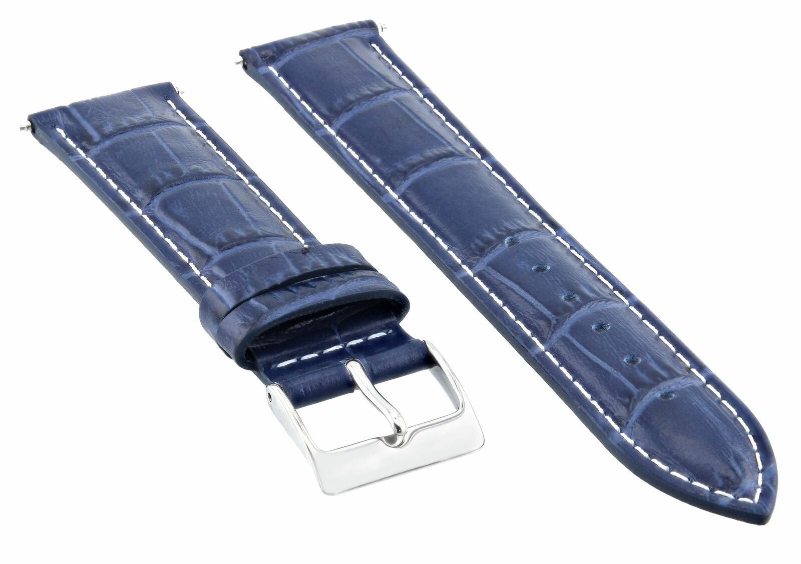 20MM LEATHER WATCH STRAP BAND FOR ROLEX DATE , AIRKING 20/18MM BLUE WHITE STITCH