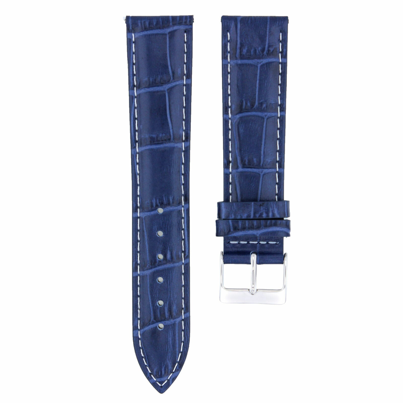 20MM LEATHER WATCH STRAP BAND FOR ROLEX DATE , AIRKING 20/18MM BLUE WHITE STITCH