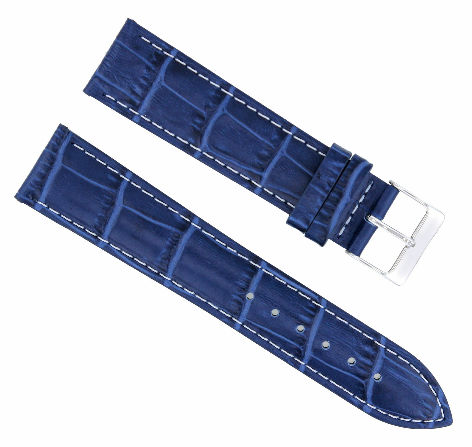 20MM LEATHER WATCH STRAP BAND FOR ROLEX DATE , AIRKING 20/18MM BLUE WHITE STITCH