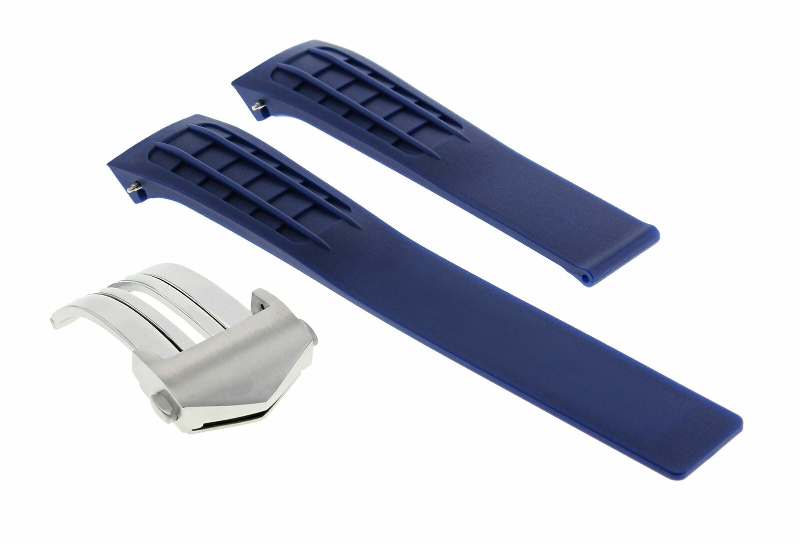 22MM RUBBER STRAP BAND CLASP FOR TAG HEUER CARRERA SLR CAG2111.FT6009 WATCH BLUE