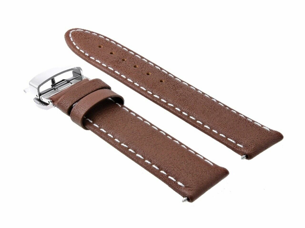 20MM SMOOTH LEATHER STRAP BAND DEPLOYMENT FOR BAUME MERCIER CAPELAND L/BROWN WS