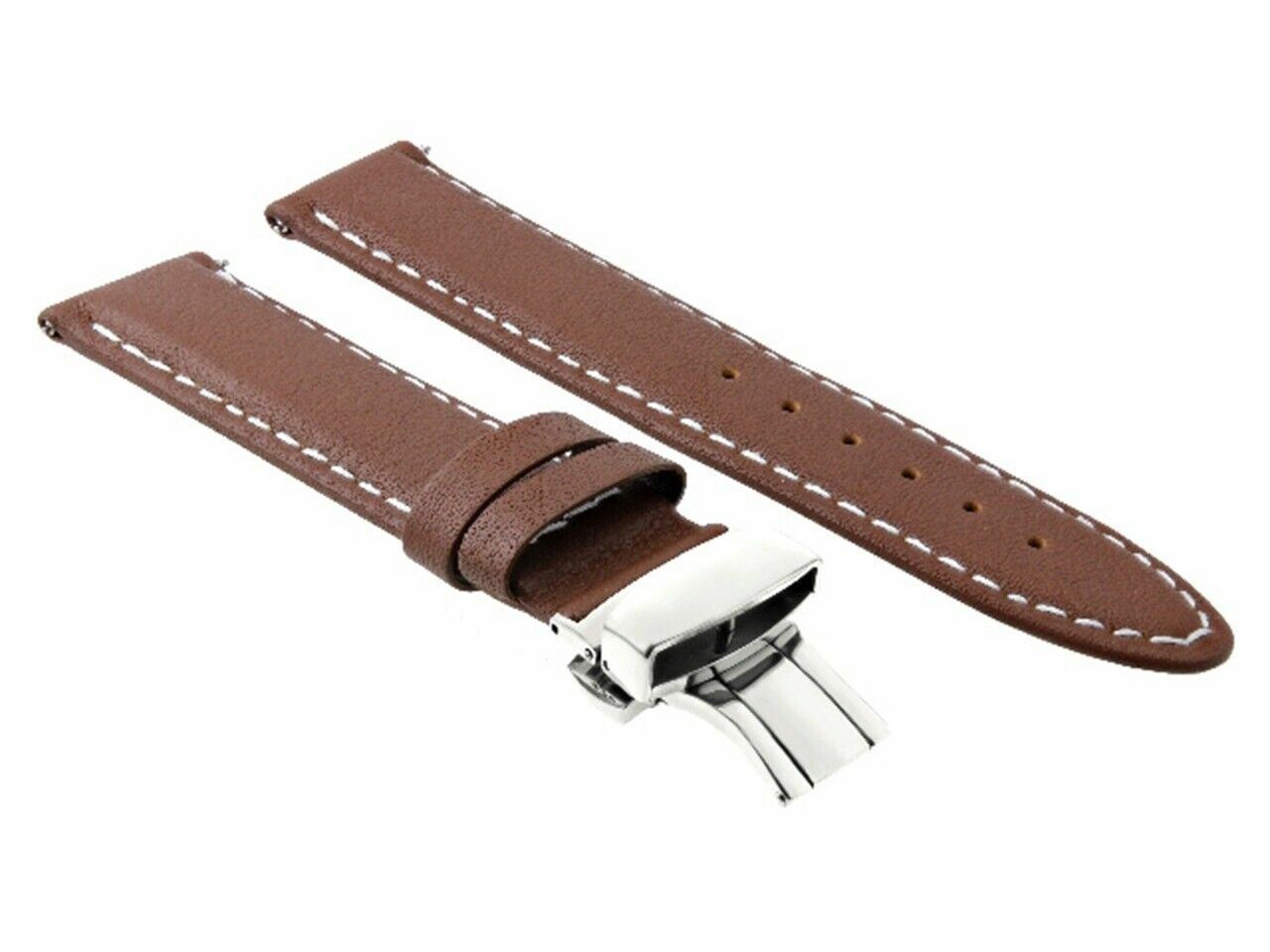 20MM SMOOTH LEATHER STRAP BAND DEPLOYMENT FOR BAUME MERCIER CAPELAND L/BROWN WS