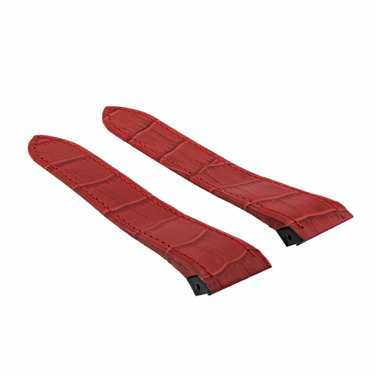 24.5MM LEATHER STRAP BAND ALLIGATOR GRAIN FOR CARTIER SANTOS 100 CHRONOGRAPH RED