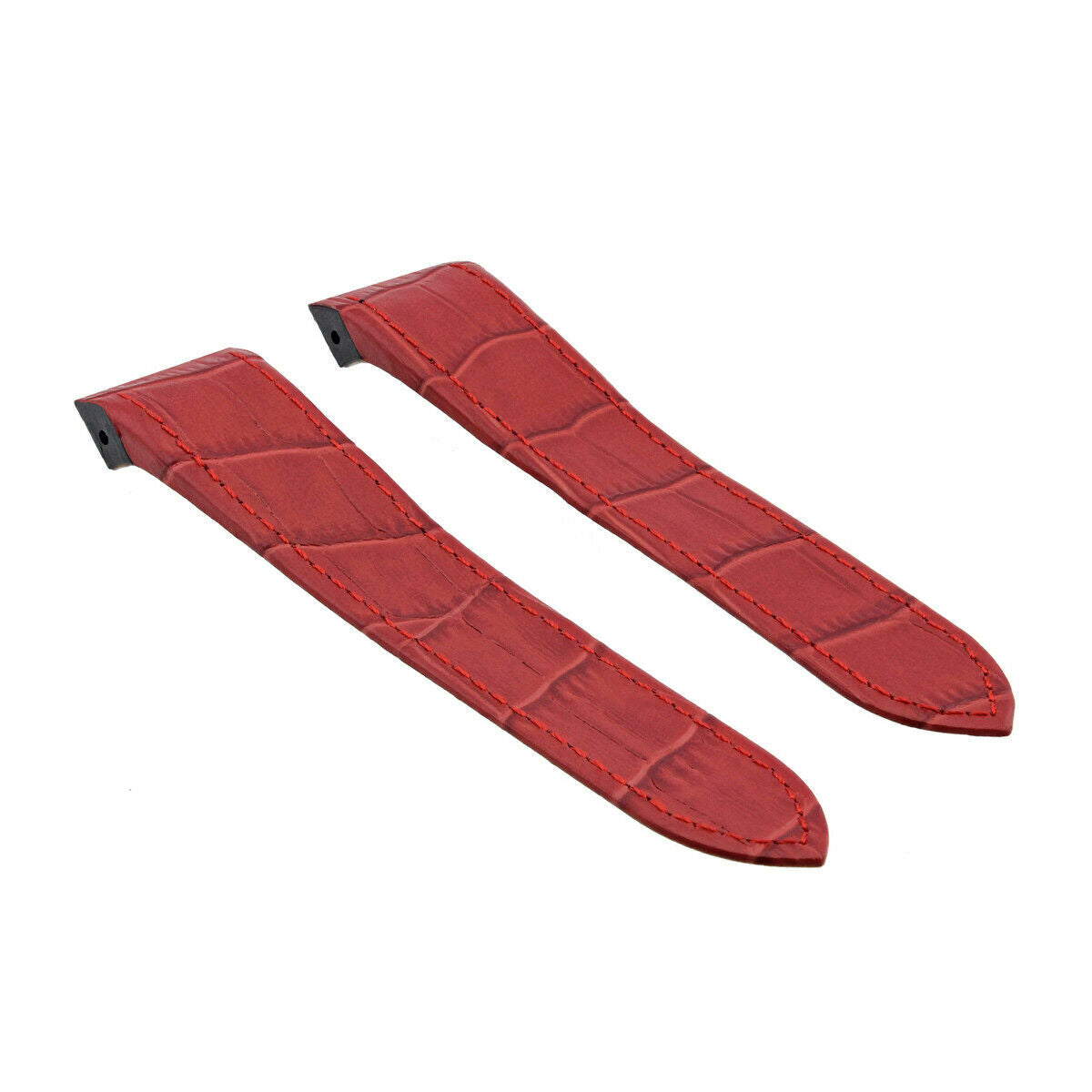 24.5MM LEATHER STRAP BAND ALLIGATOR GRAIN FOR CARTIER SANTOS 100 CHRONOGRAPH RED