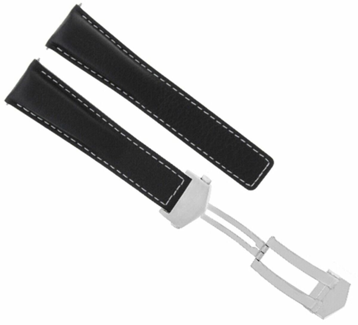 20MM LEATHER WATCH STRAP BAND BUCKLE CLASP FOR TAG HEUER CARRERA WATCH BLACK WS