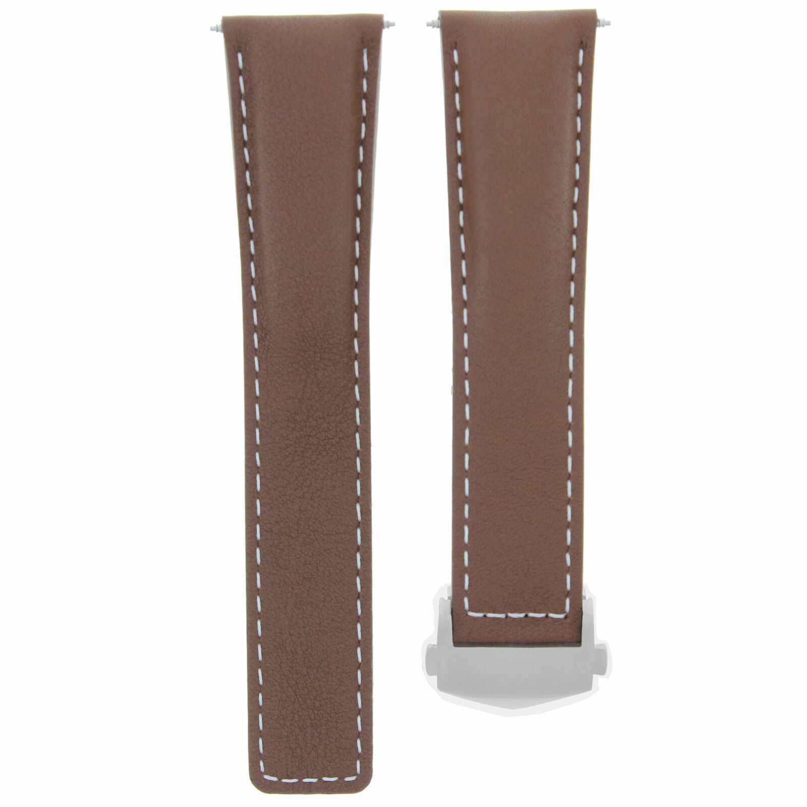 20MM LEATHER SMOOTH STRAP BAND FOR TAG HEUER CARRERA CV2013 + CLASPBROWN WS
