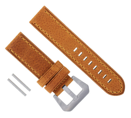 24MM LEATHER WATCH BAND STRAP FOR PAM 44MM PANERAI 90 104 177 112 PAM TAN ORANGE