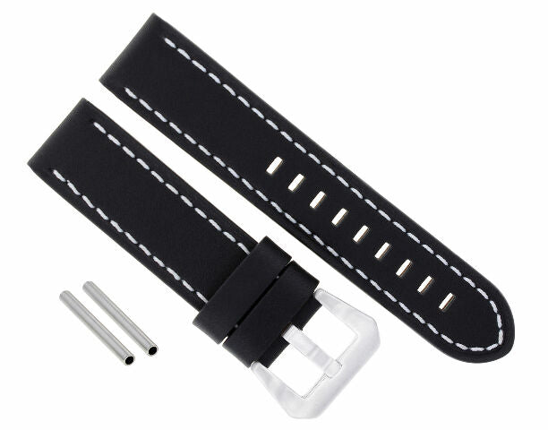 BIG 24MM PAM COW LEATHER WATCH BAND STRAP FOR PANERAI BLACK WS BUCKLE POLISH