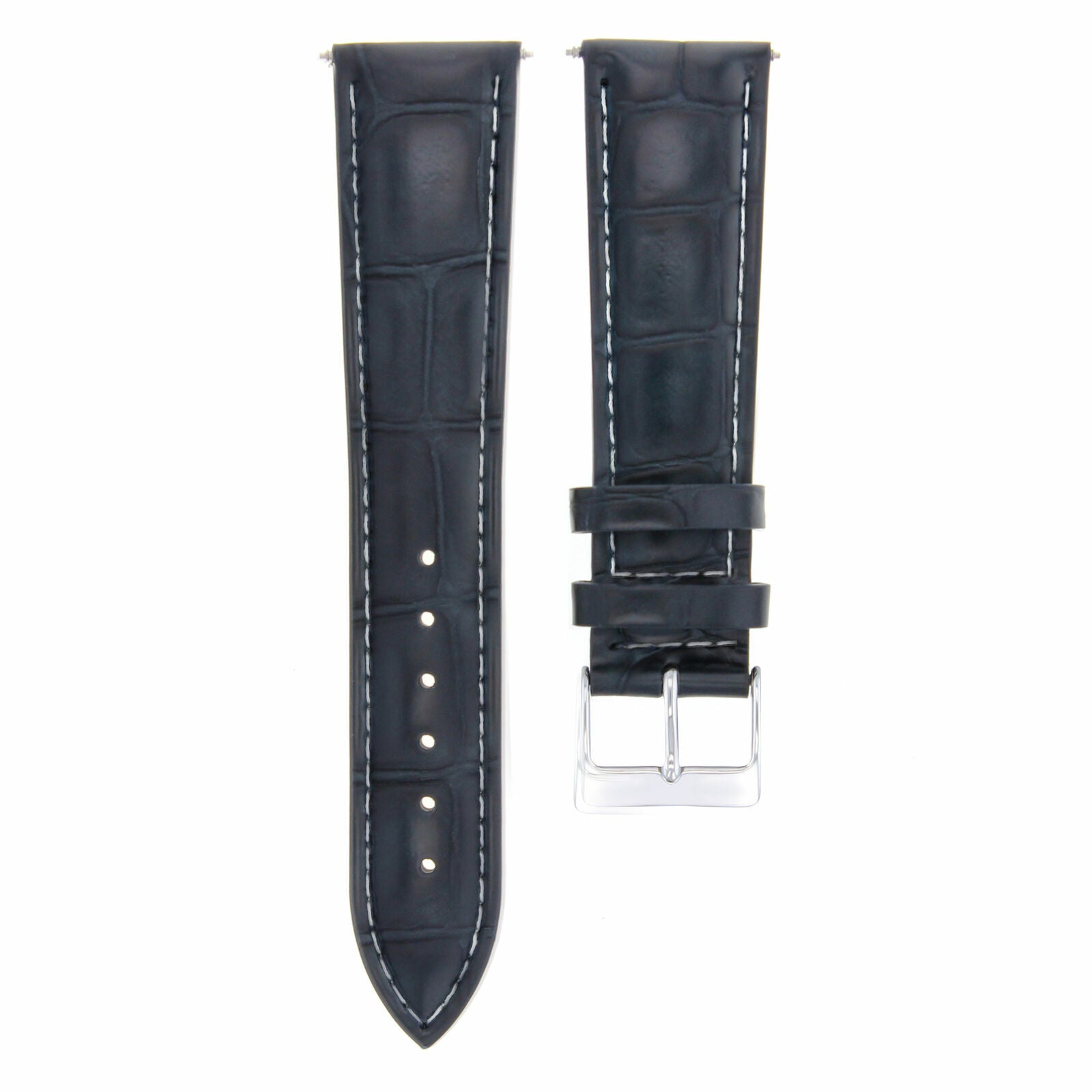 24MM NEW LEATHER WATCH STRAP BAND FOR 44MM PANERAI MARINA DARK BLUE WHITE STITCH