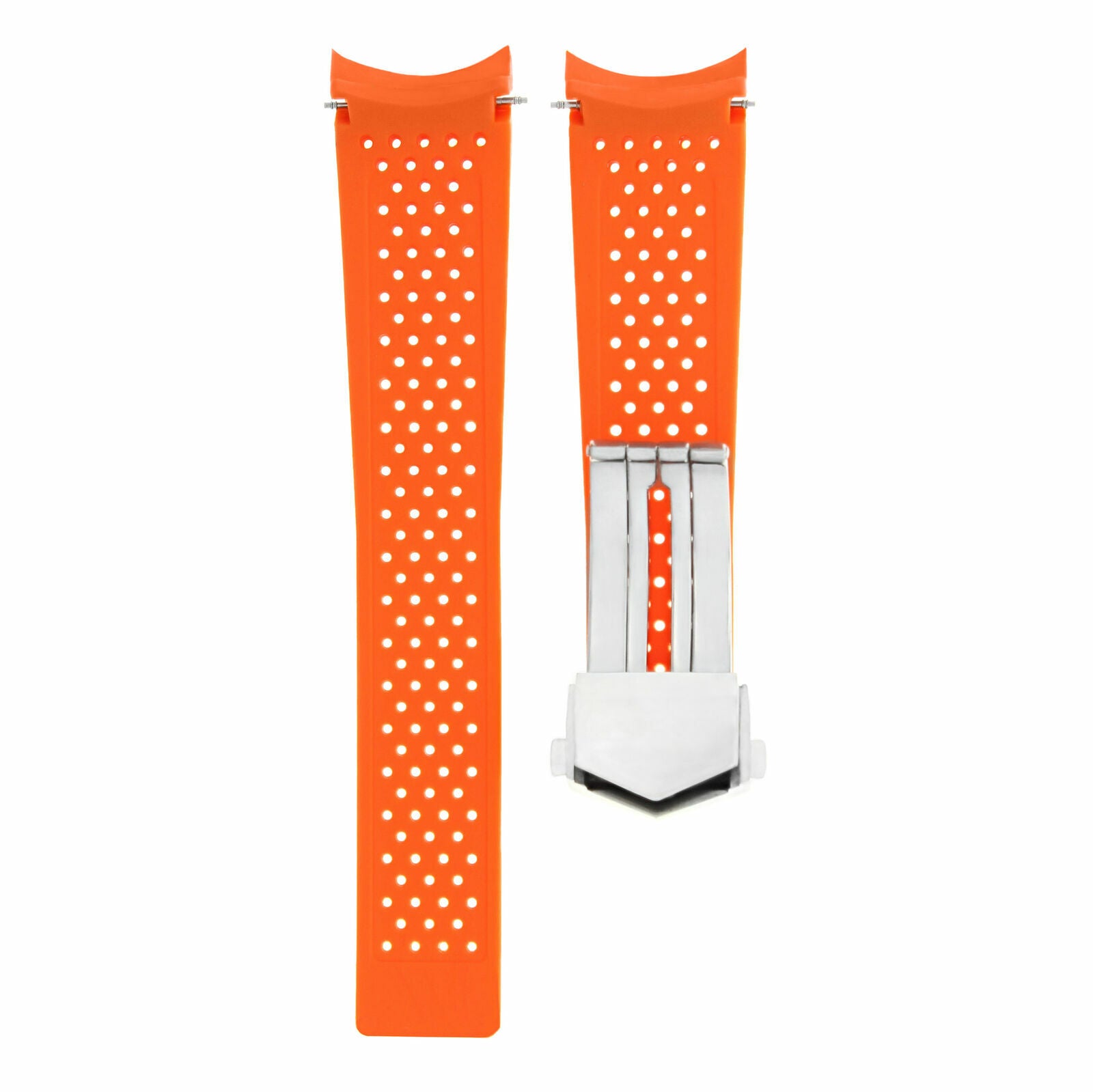 22MM RUBBER STRAP BAND FOR TAG HEUER GRAND CARRERA FT6016  + CLASP ORANGE