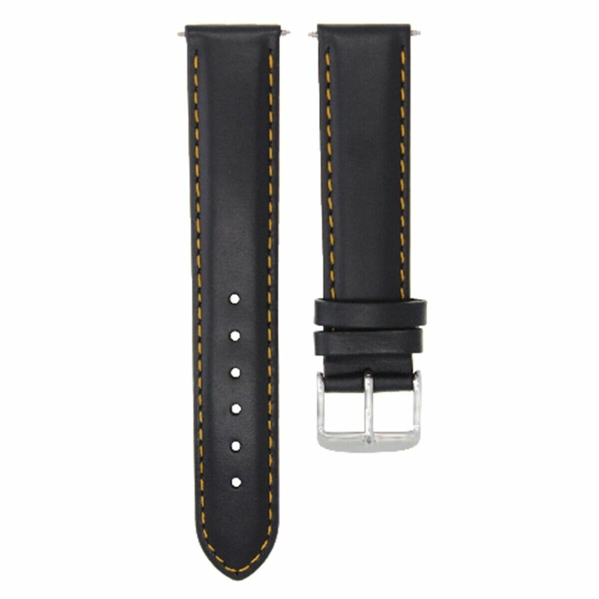 22MM SMOOTH LEATHER WATCH BAND STRAP WATERPROOF FOR PANERAI BLACK ORANGE STITCH