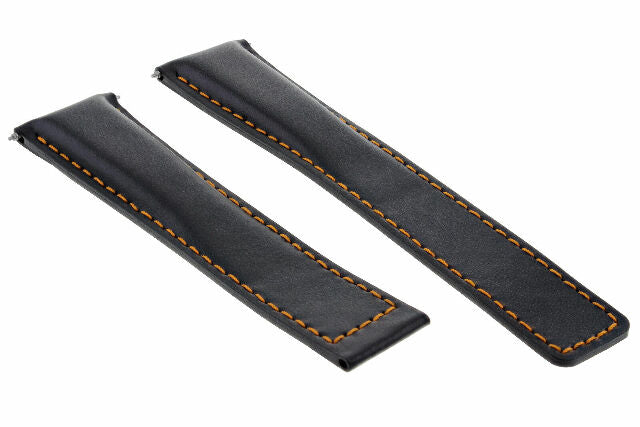 19MM LEATHER WATCH BAND STRAP SMOOTH FOR TAG HEUER CARRERA AQUARACER BLACK OS