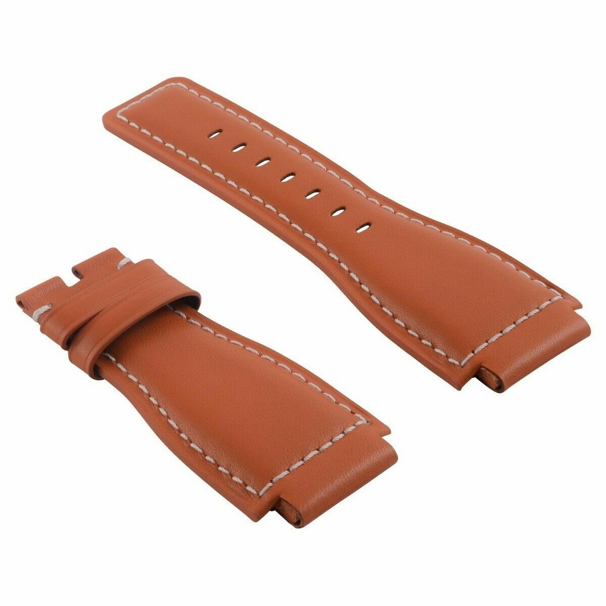 24MM LEATHER WATCH STRAP SMOOTH BAND FOR BELL & ROSS BR-01-03 WATCH ORANGE WS TQ