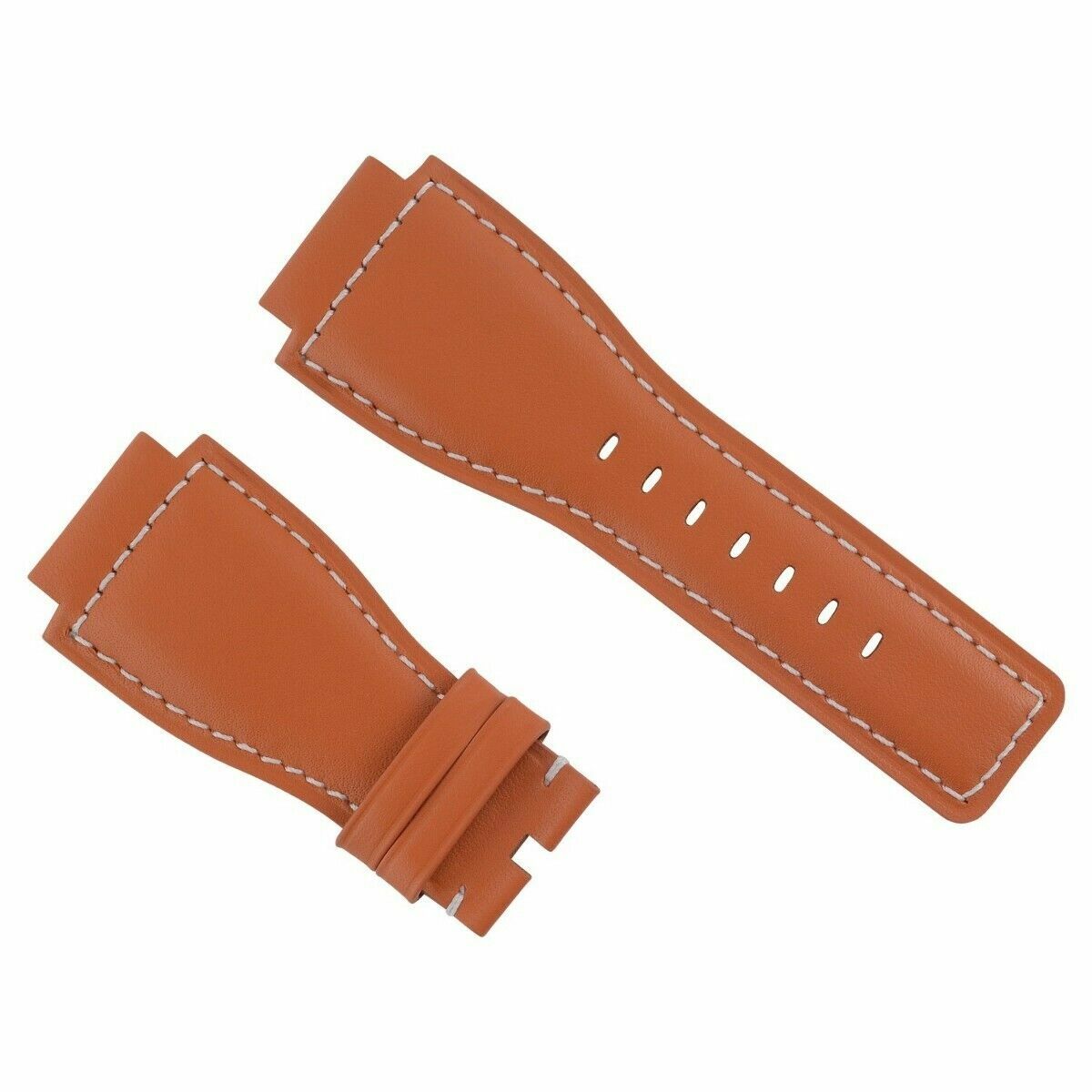 24MM LEATHER WATCH STRAP SMOOTH BAND FOR BELL & ROSS BR-01-03 WATCH ORANGE WS TQ