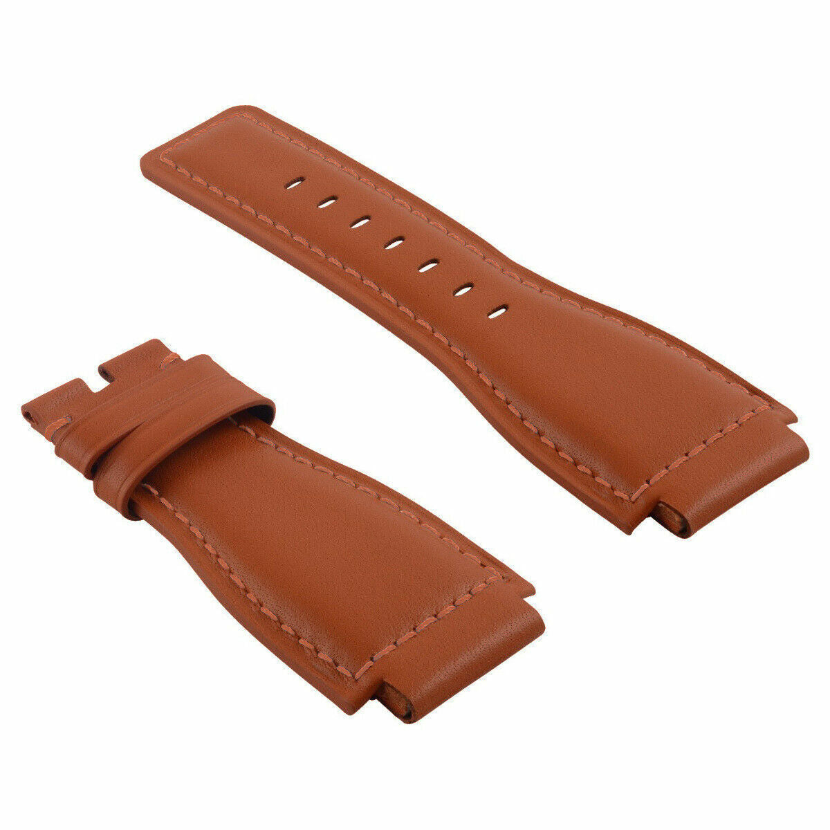 24MM LEATHER WATCH STRAP SMOOTH BAND FOR BELL & ROSS BR-01-03 WATCH ORANGE TOP Q