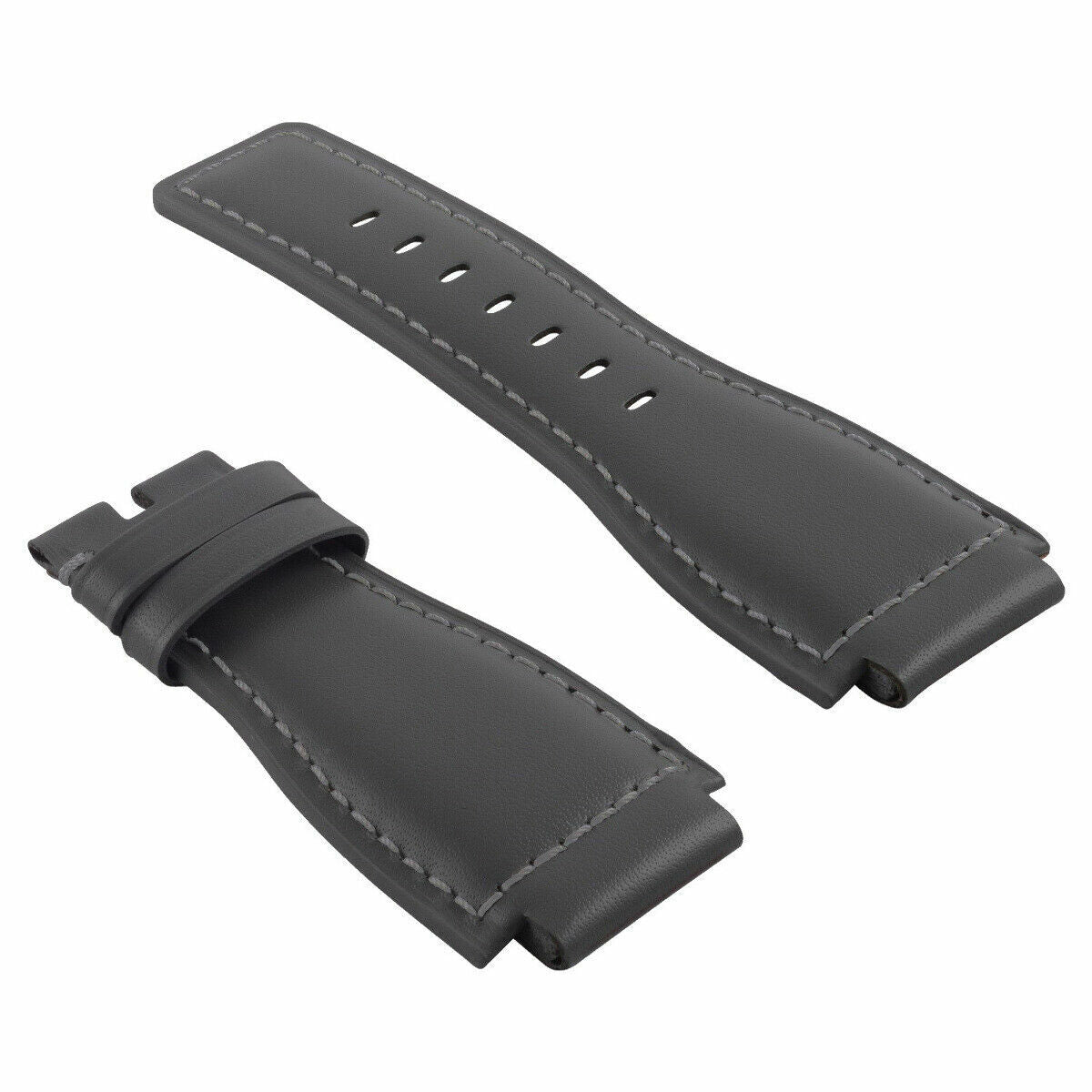 NEW 24MM LEATHER WATCH STRAP SMOOTH BAND FOR BELL & ROSS BR-01-03 WATCH GREY