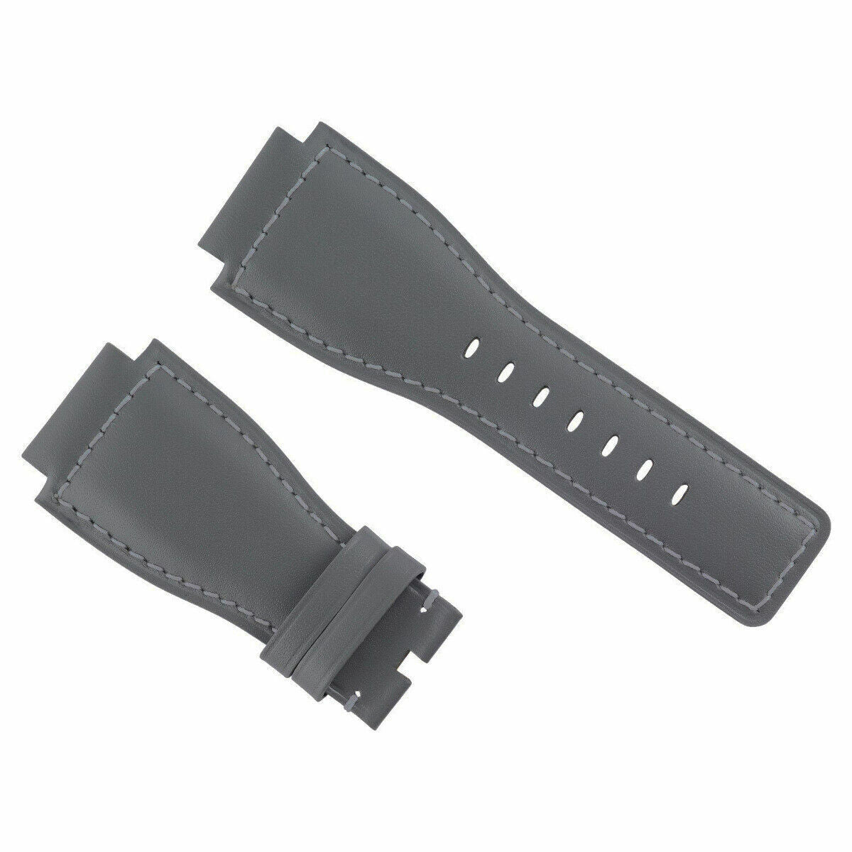 NEW 24MM LEATHER WATCH STRAP SMOOTH BAND FOR BELL & ROSS BR-01-03 WATCH GREY