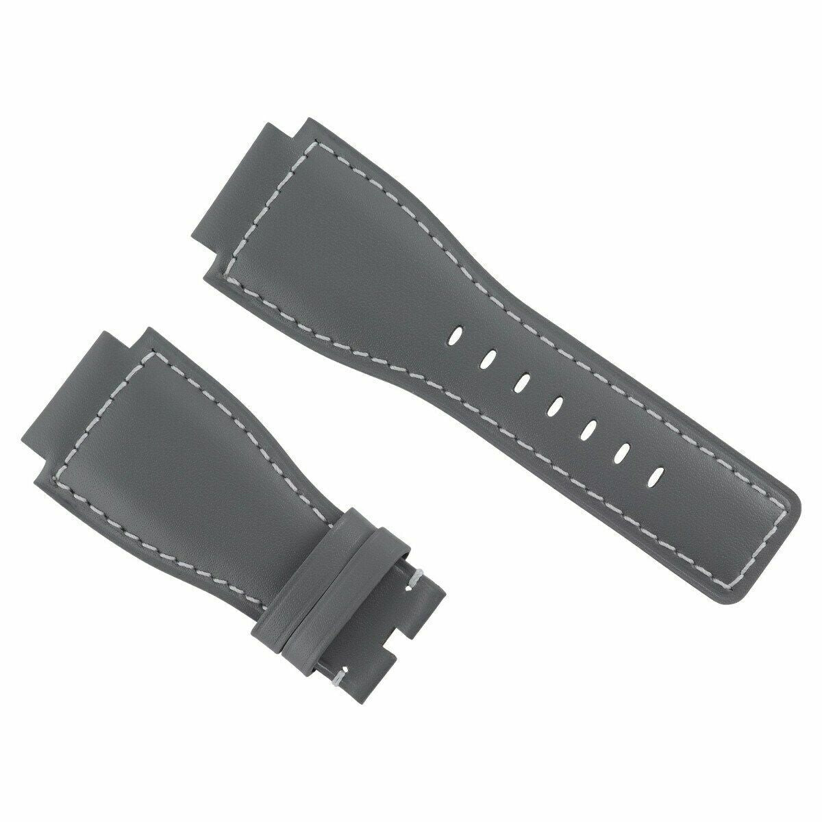 24MM GENUINE LEATHER WATCH STRAP SMOOTH BAND FOR BELL & ROSS BR-01-03 GREY WS