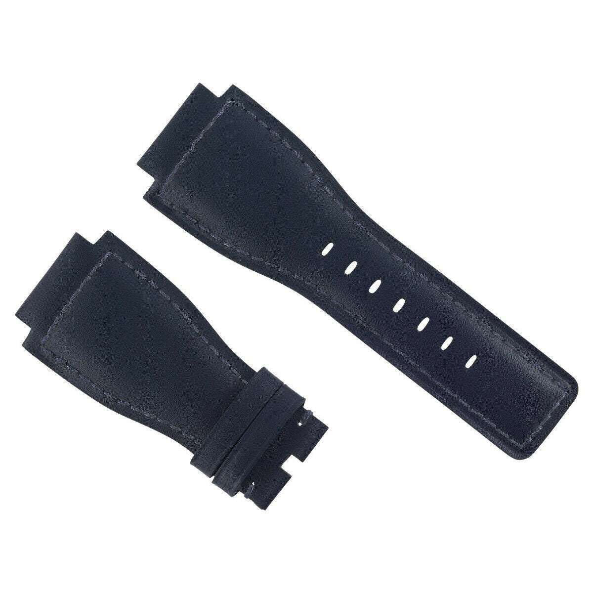 24MM GENUINE LEATHER WATCH STRAP SMOOTH BAND FOR BELL & ROSS BR-01-03 WATCH BLUE