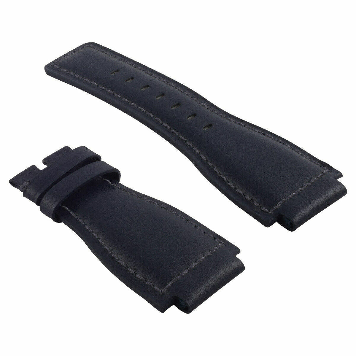 24MM GENUINE LEATHER WATCH STRAP SMOOTH BAND FOR BELL & ROSS BR-01-03 WATCH BLUE