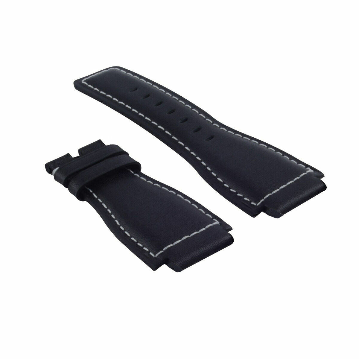 24MM GENUINE LEATHER STRAP SMOOTH BAND FOR BELL & ROSS BR-01-03 WATCH BLACK WS