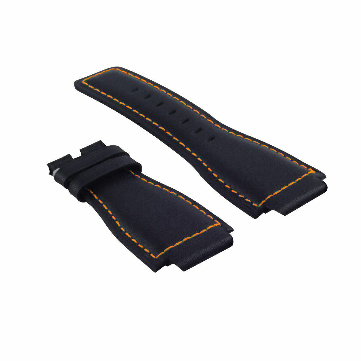 24MM GENUINE LEATHER WATCH STRAP SMOOTH BAND FOR BELL & ROSS BR-01-03 BLACK OS