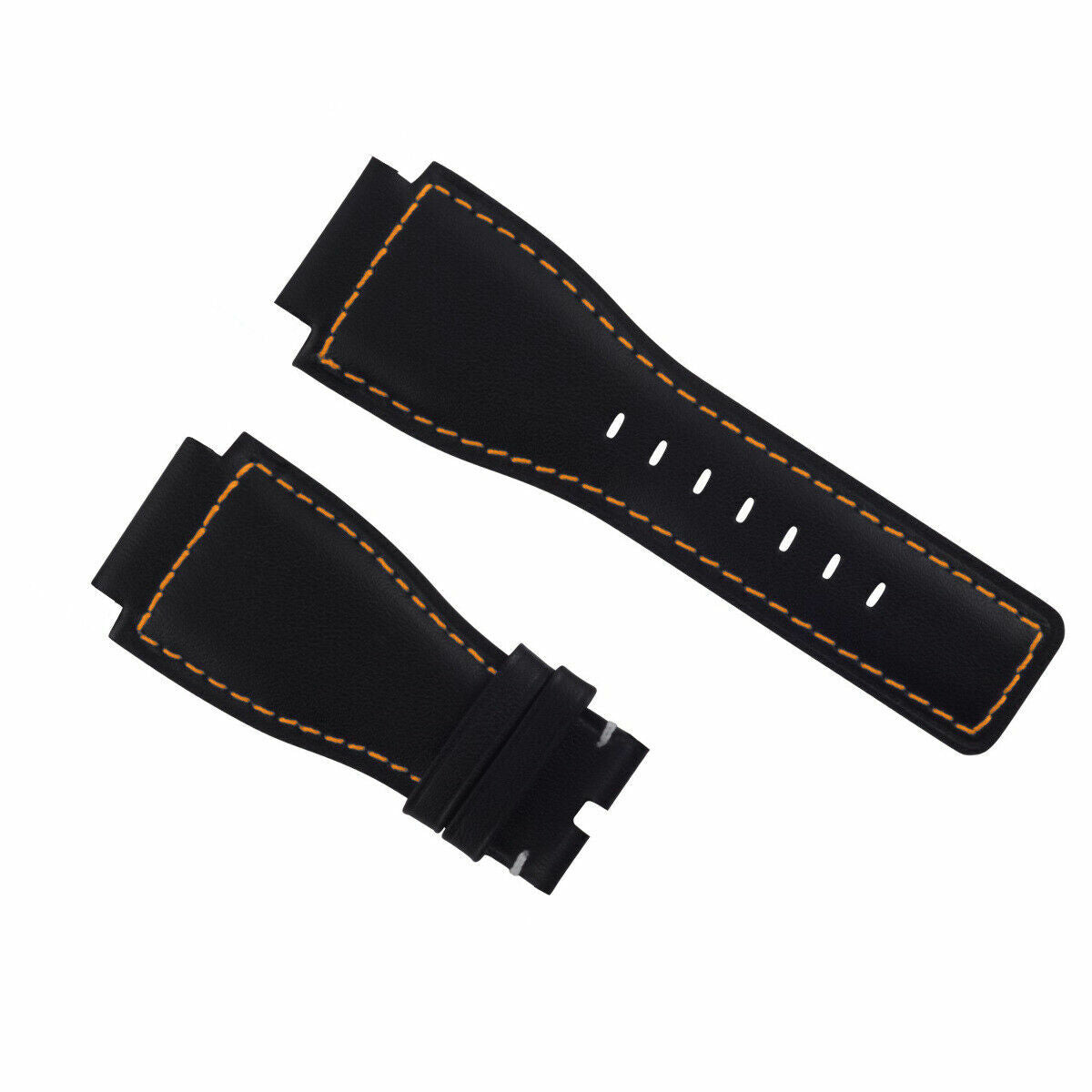 24MM GENUINE LEATHER WATCH STRAP SMOOTH BAND FOR BELL & ROSS BR-01-03 BLACK OS