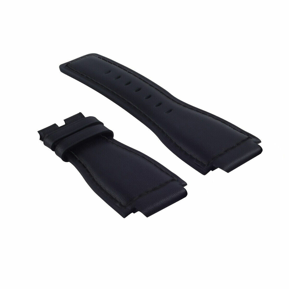 24MM LEATHER STRAP SMOOTH BAND FOR (42MM/46MM) BELL & ROSS BR-01-03 WATCH BLACK