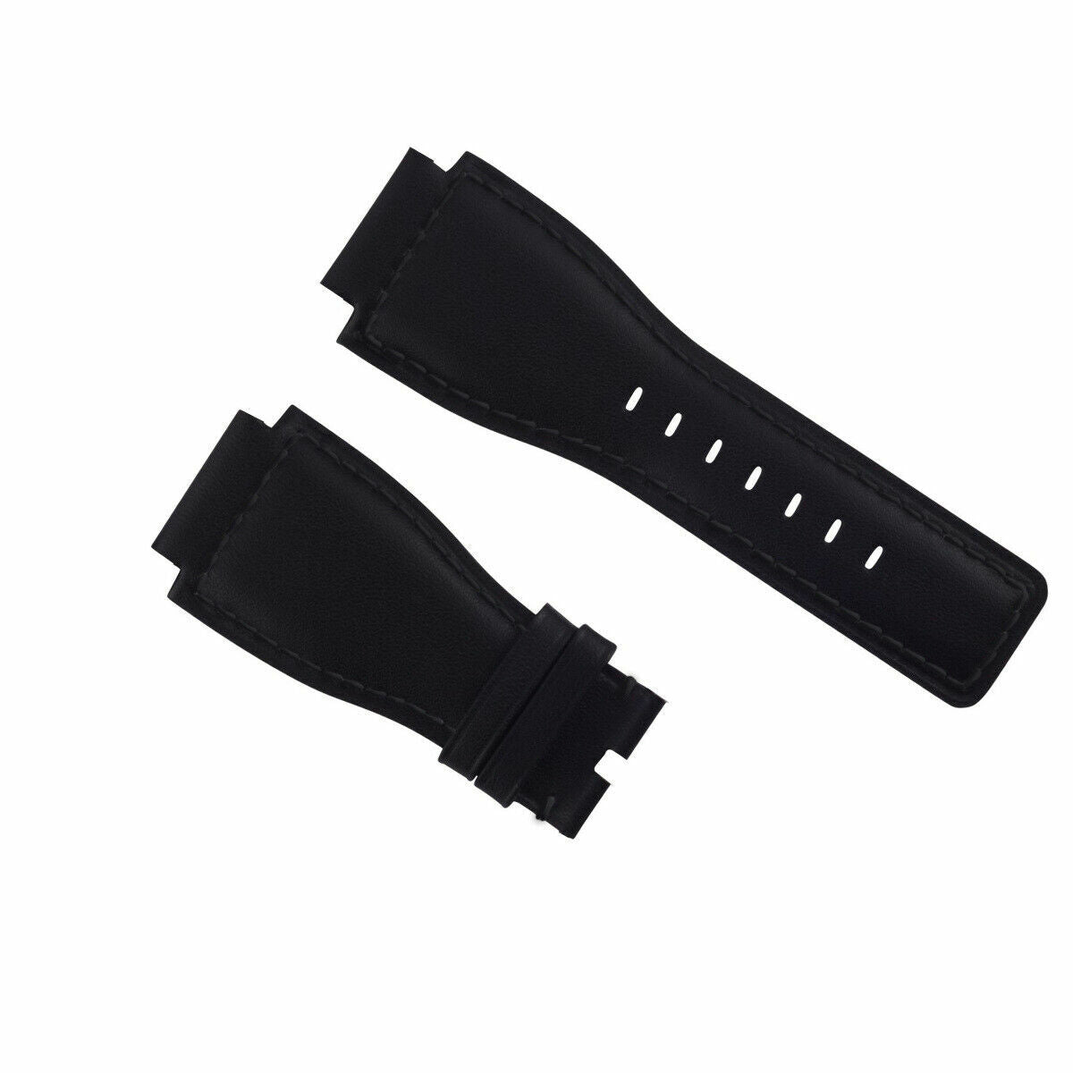 24MM LEATHER STRAP SMOOTH BAND FOR (42MM/46MM) BELL & ROSS BR-01-03 WATCH BLACK