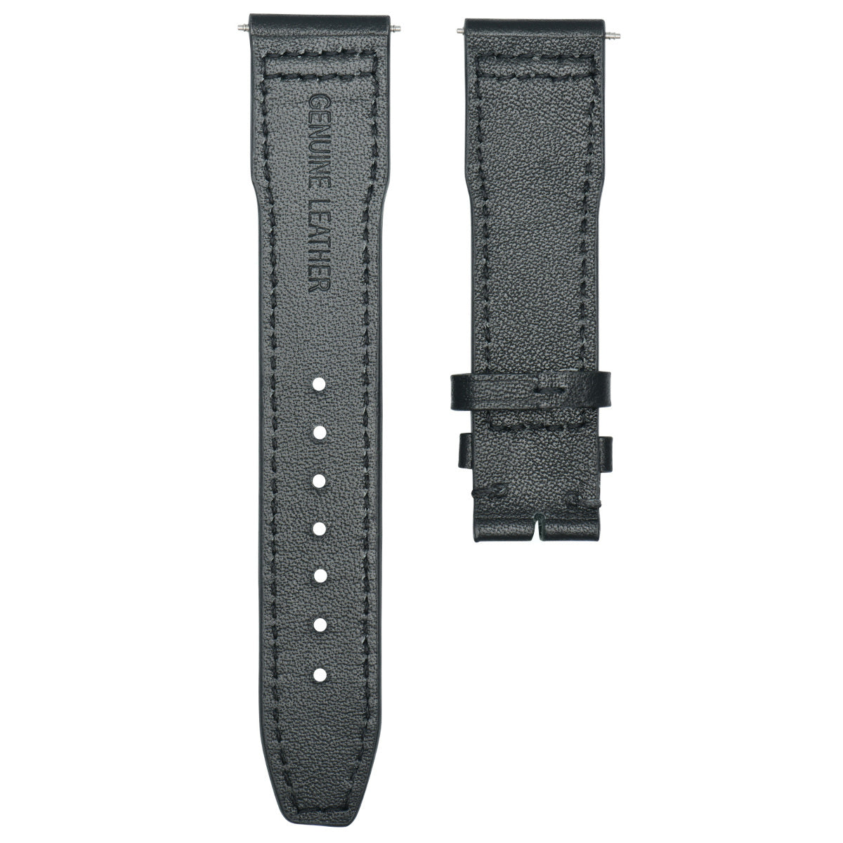 23MM LEATHER STRAP WATCH BAND DEPLOYMENT CLASP FOR IWC PILOT PORTUGUESE BLACK
