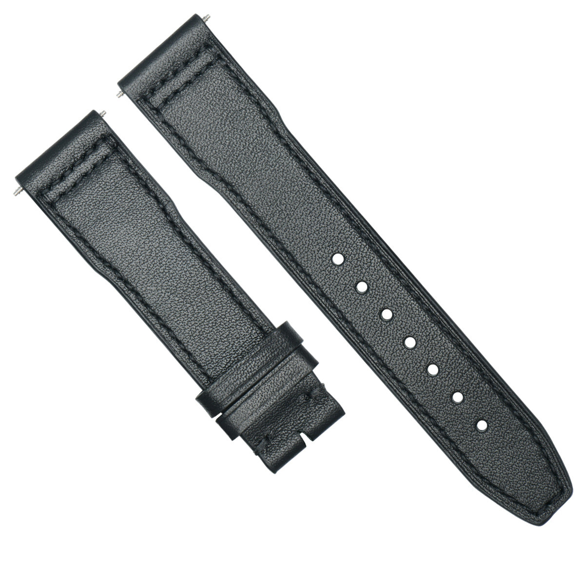 23MM LEATHER STRAP WATCH BAND DEPLOYMENT CLASP FOR IWC PILOT PORTUGUESE BLACK