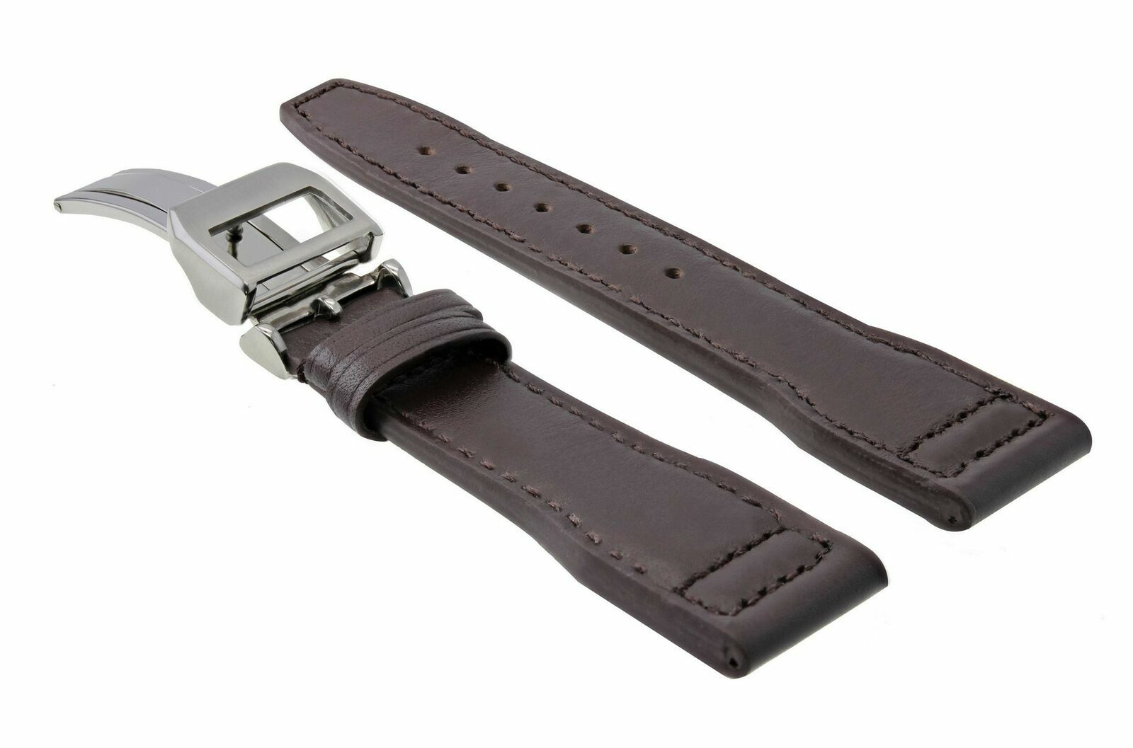 23MM LEATHER STRAP WATCH BAND FOR IWC PILOT PORTUGUESE DEPLOYMENT CLASP BROWN