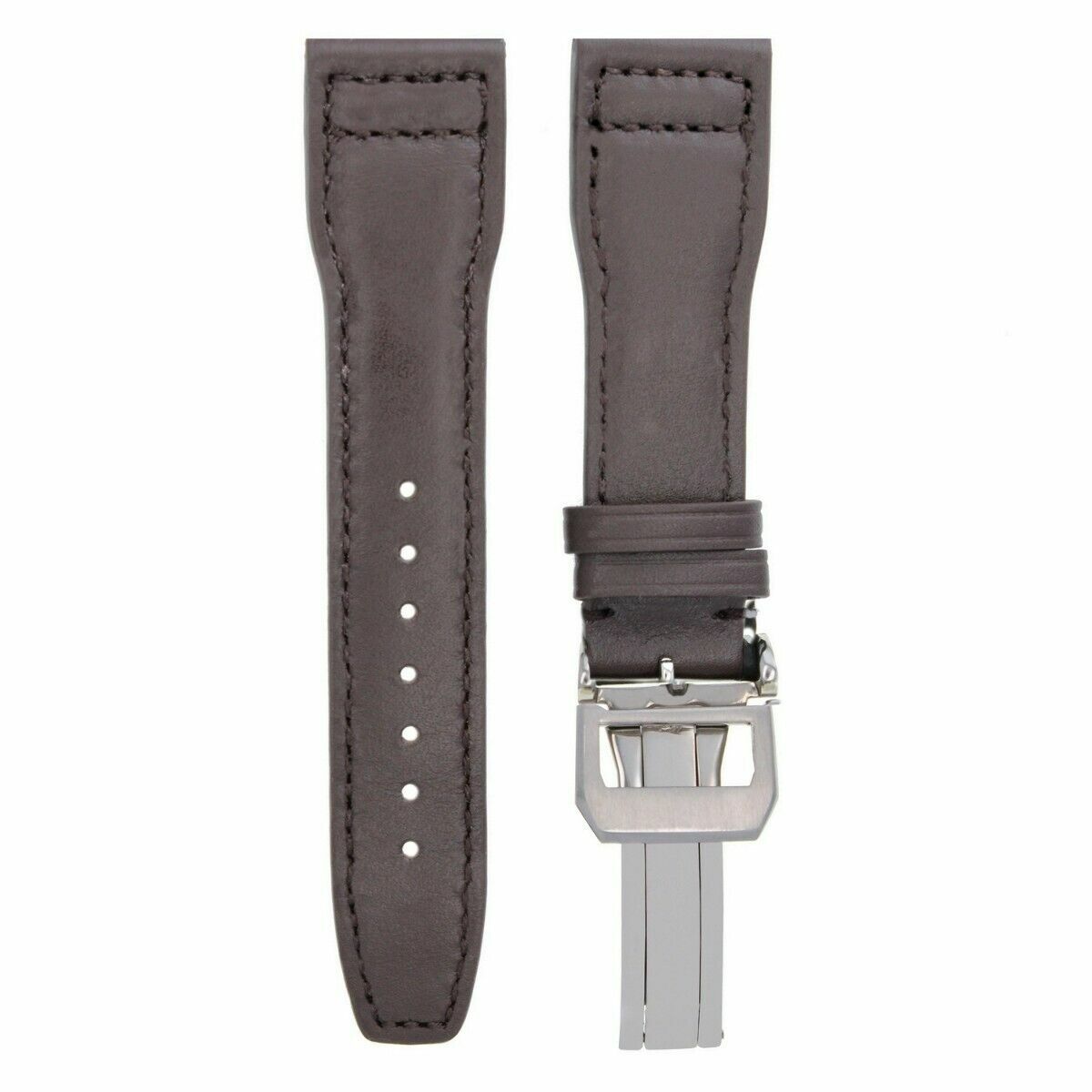 23MM LEATHER STRAP WATCH BAND FOR IWC PILOT PORTUGUESE DEPLOYMENT CLASP BROWN