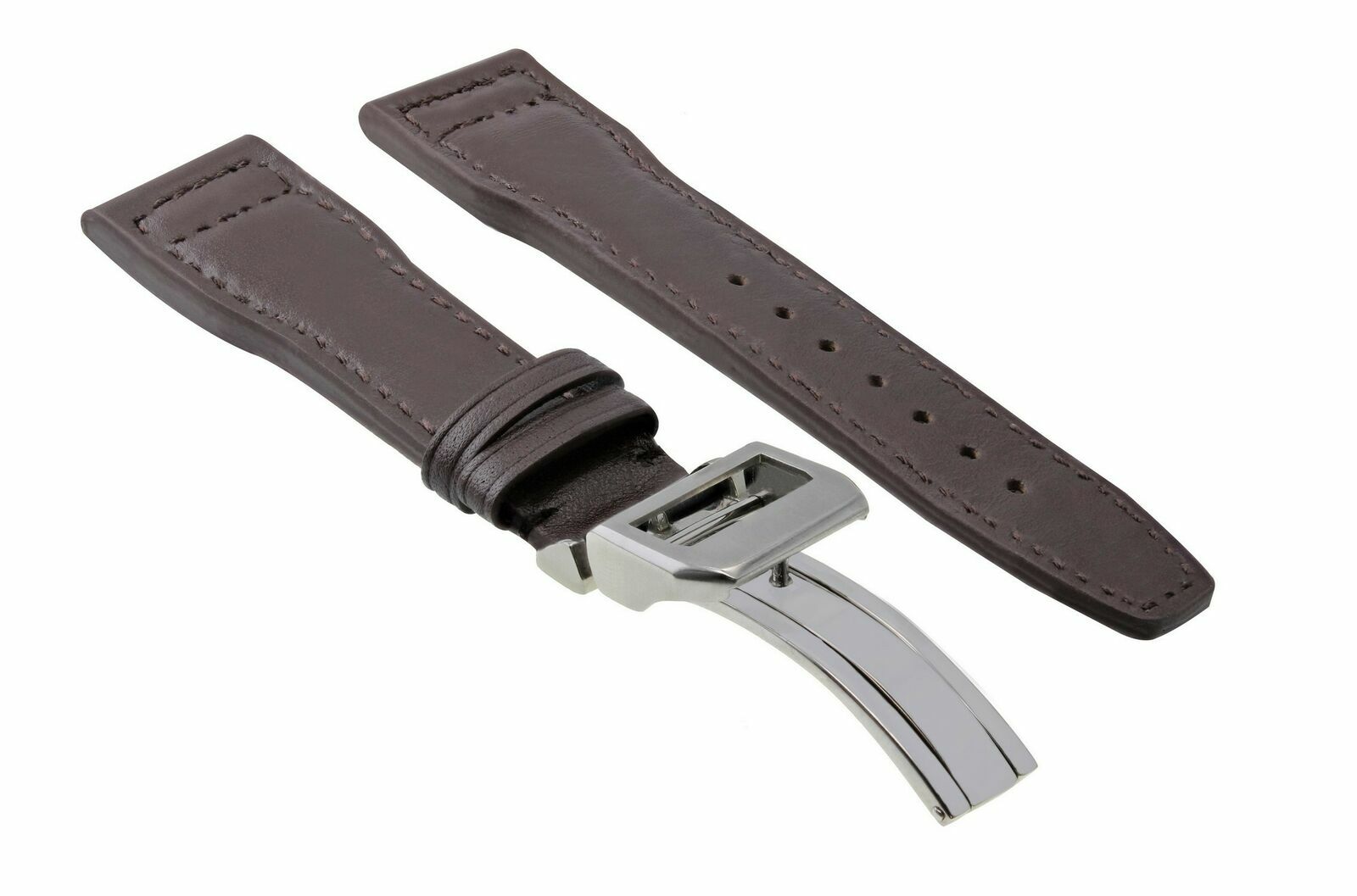 23MM LEATHER STRAP WATCH BAND FOR IWC PILOT PORTUGUESE DEPLOYMENT CLASP BROWN