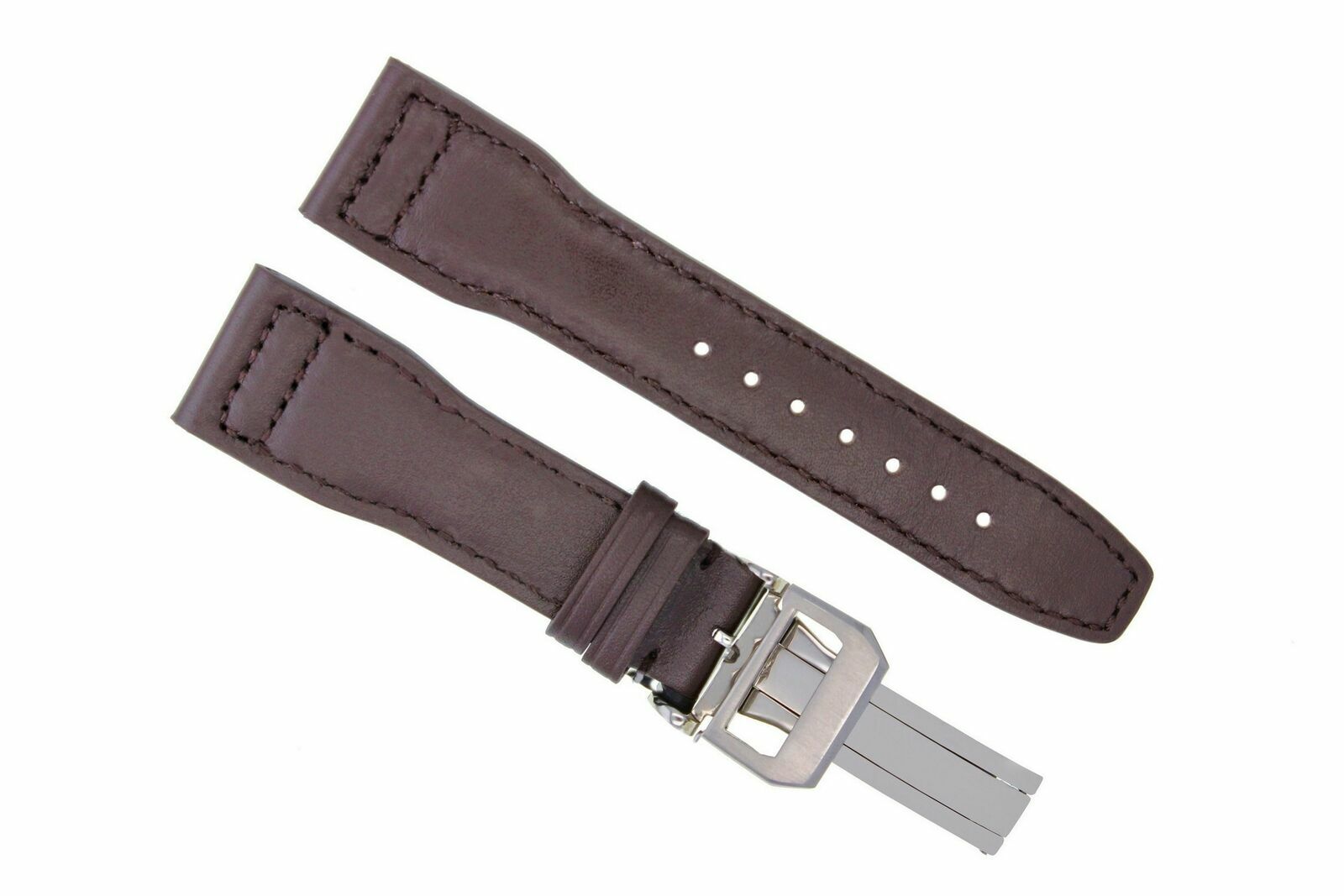 23MM LEATHER STRAP WATCH BAND FOR IWC PILOT PORTUGUESE DEPLOYMENT CLASP BROWN