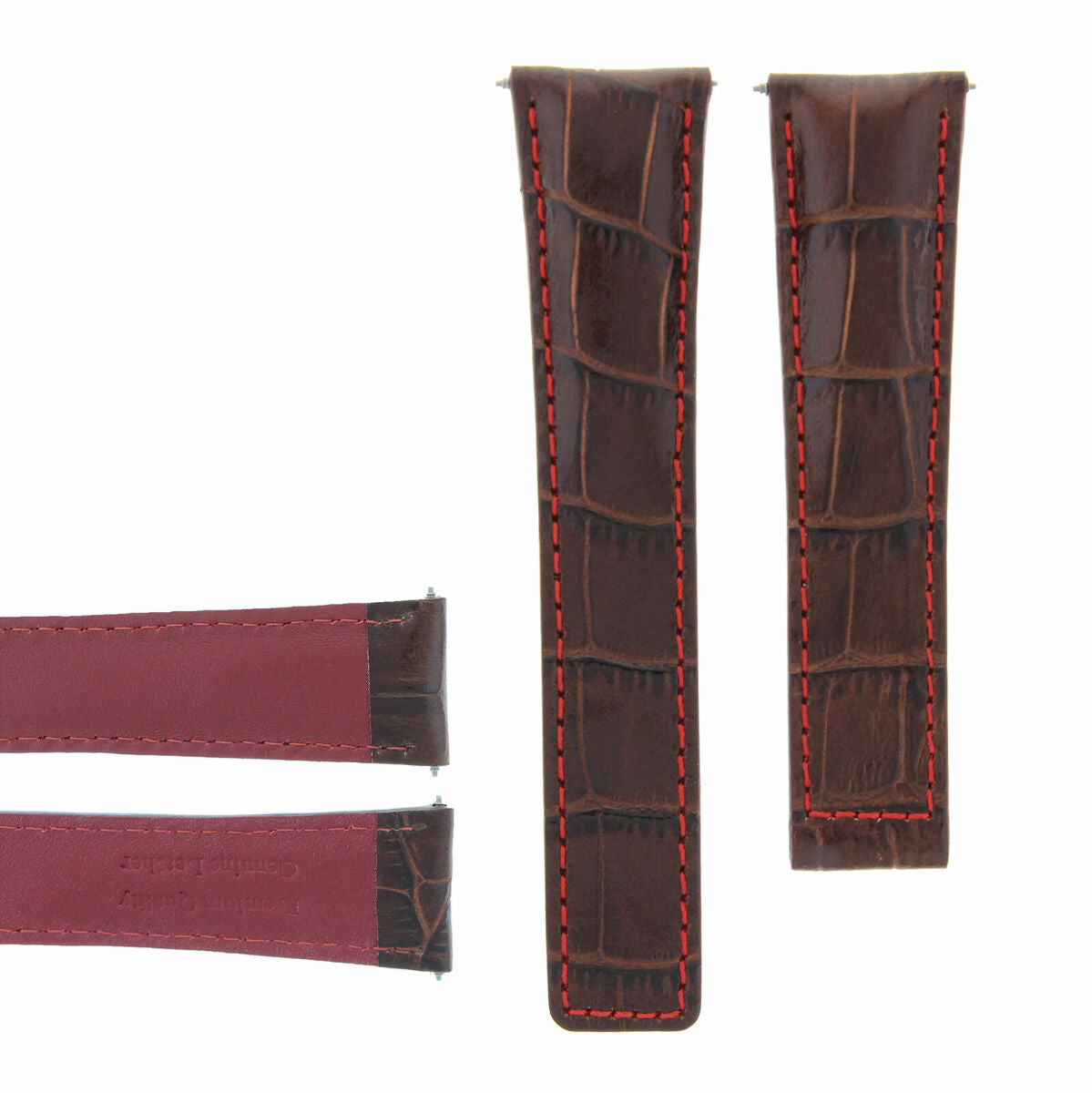 20MM LEATHER WATCH BAND STRAP CLASP FOR TAG HEUER CARRERA F1 BROWN RED STITCH