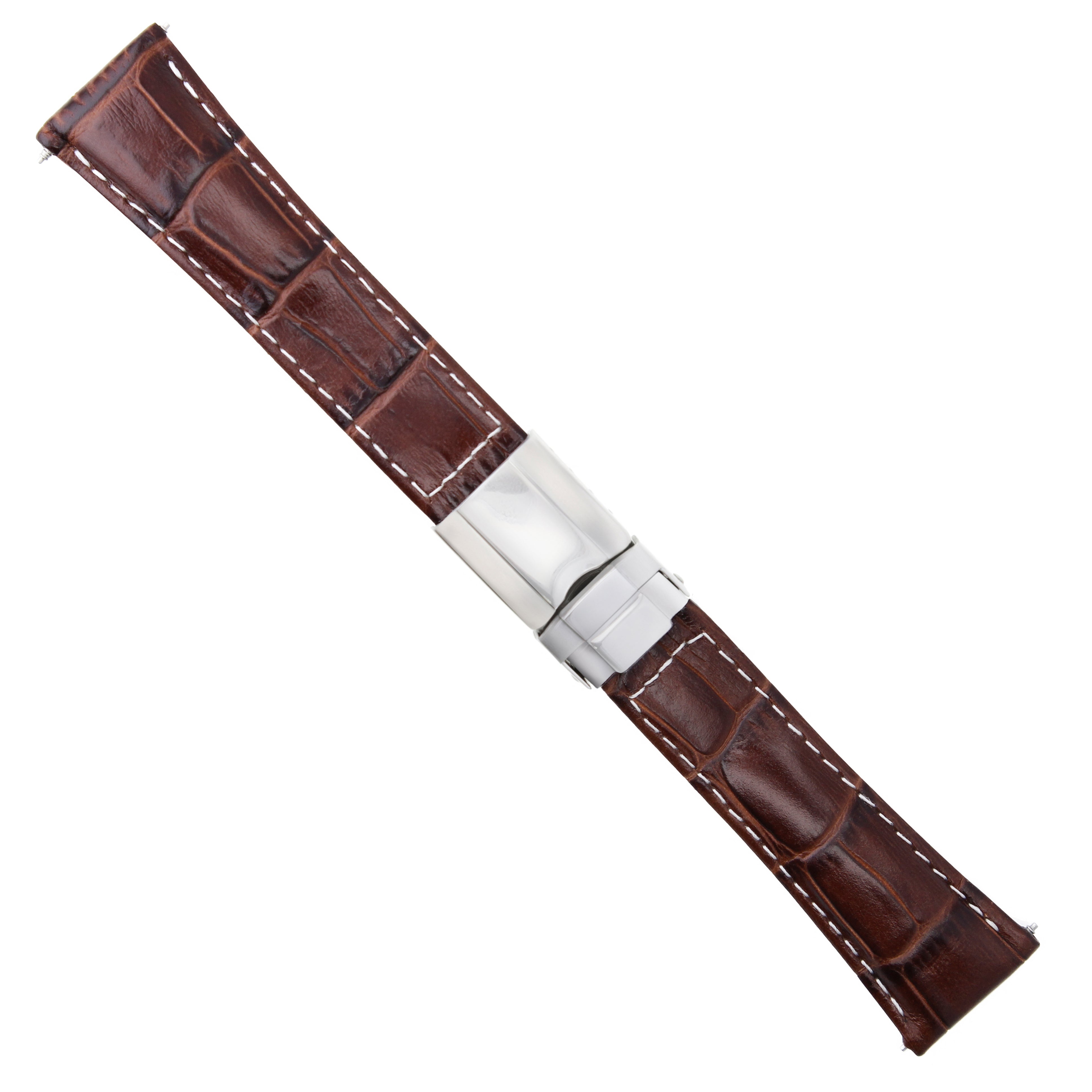 LEATHER STRAP FOR ROLEX DAYTONA 116518 116523 WATCH D/BROWN WS SHORT STEEL CLASP