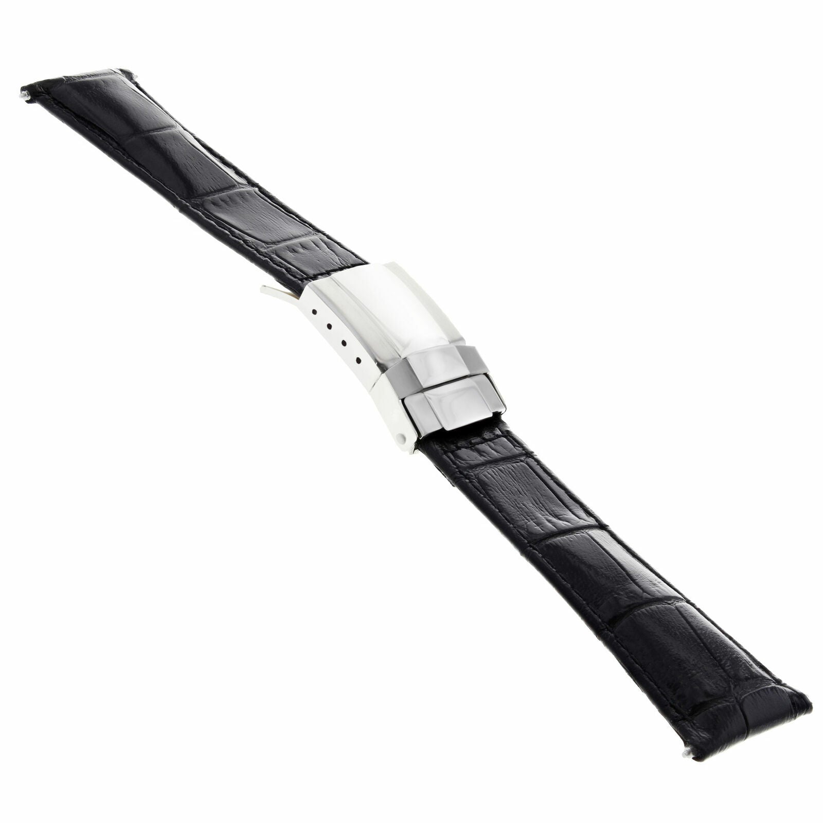 LEATHER STRAP FOR ROLEX DAYTONA 16518 16519 16523 116520 WATCH BLACK SHORT CLASP
