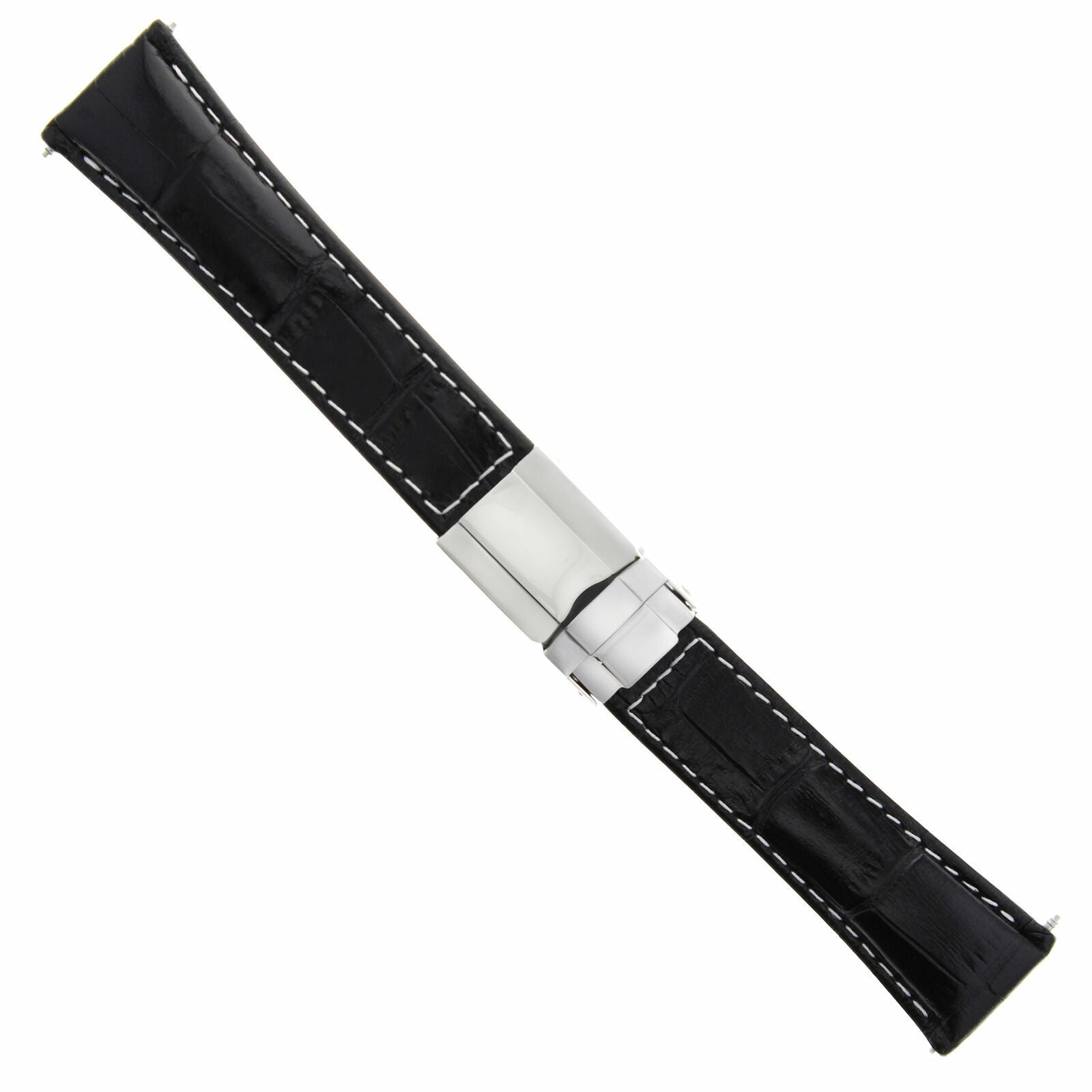 LEATHER STRAP FOR ROLEX DAYTONA 16518 16519 16520 BLACK WS SHORT +  STEEL CLASP