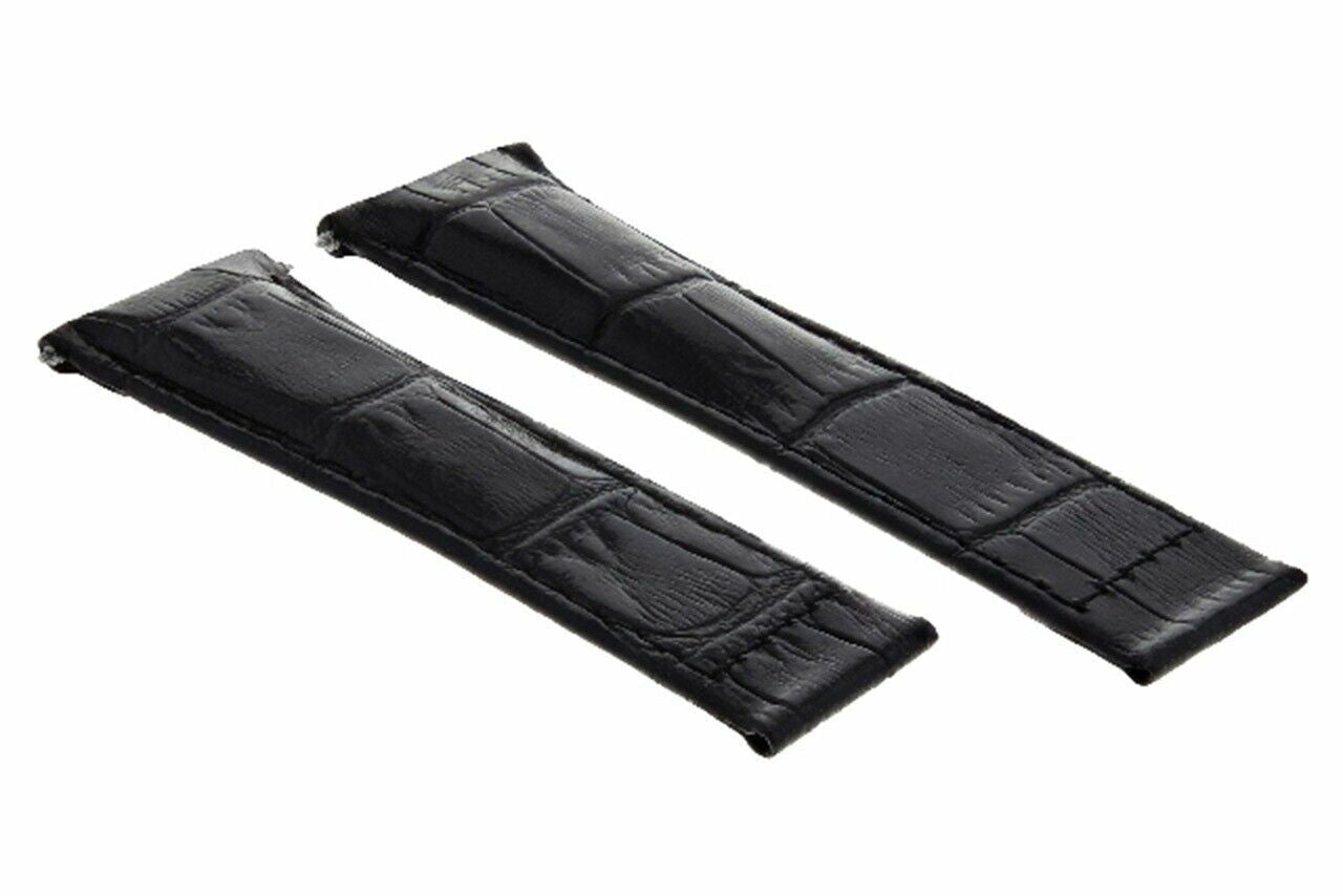 NEW 20MM LEATHER BAND STRAP FOR ROLEX CLASP DAYTONA 116518 WATCH BLACK SHORT