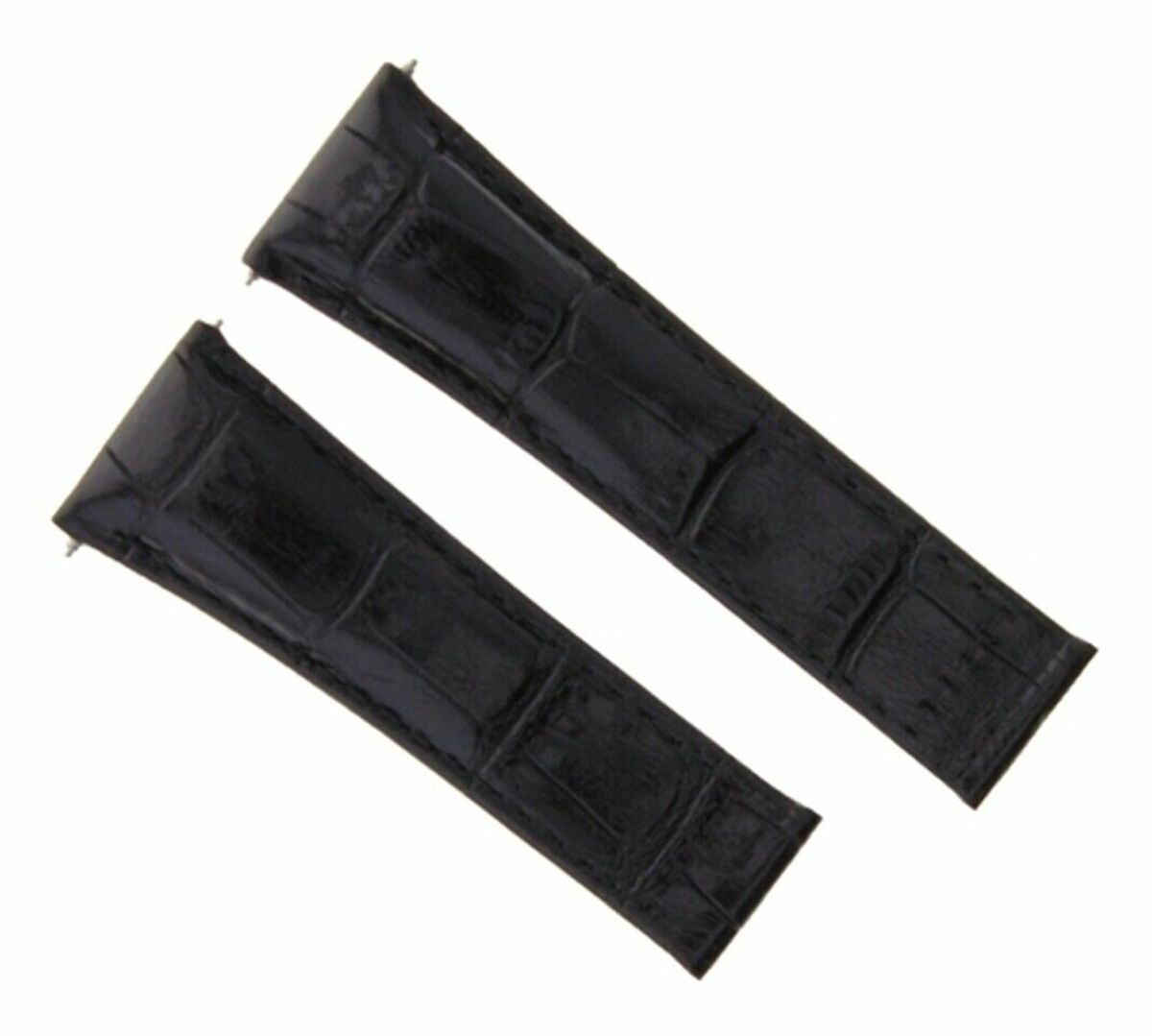 20MM REPLACEMENT LEATHER WATCH BAND STRAP FOR ROLEX SUBMARINER GMT DATEJUST, Black (Short)