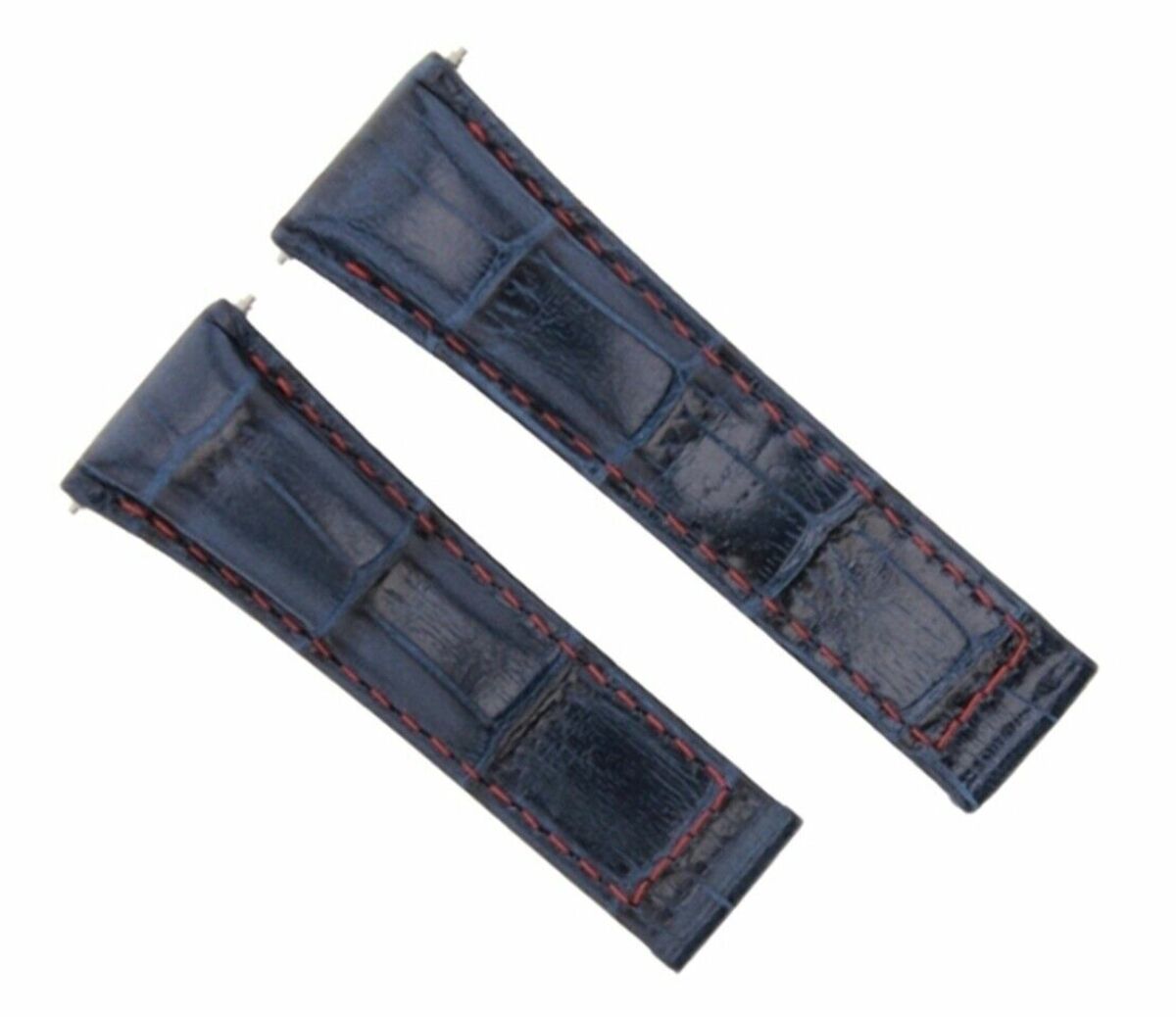 LEATHER STRAP FOR ROLEX DAYTONA 16519 116519 116520 116523 BLUE RED STITCH SHORT